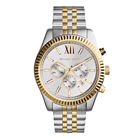 mens silver and gold michael kors watch|michael kors gold tone watch.